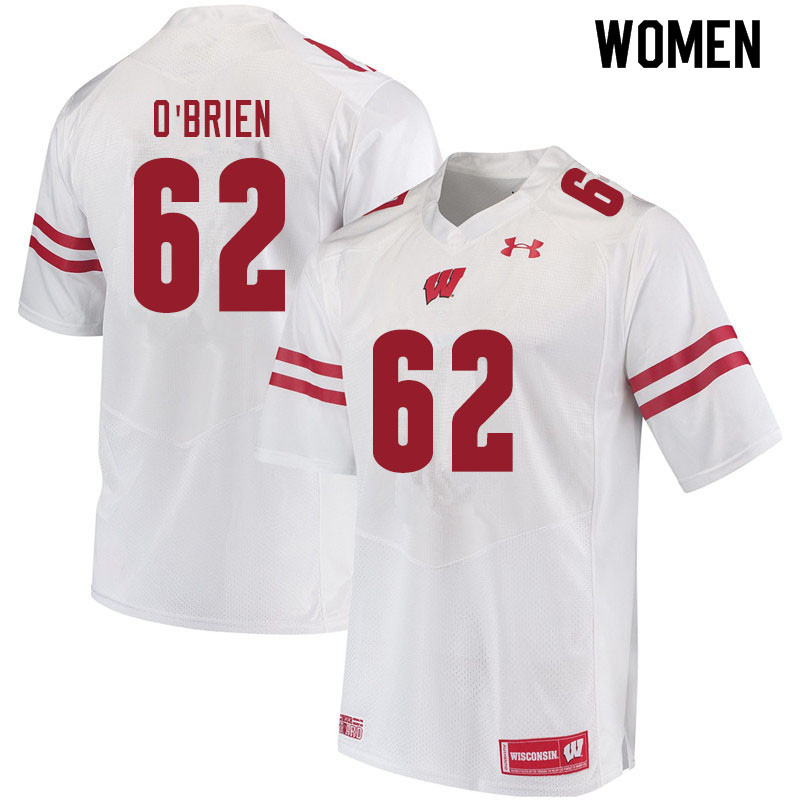 Women #62 Logan O'Brien Wisconsin Badgers College Football Jerseys Sale-White - Click Image to Close